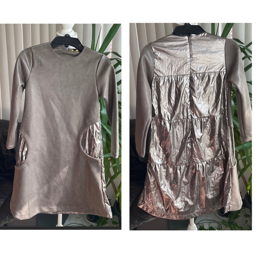 KIDICHIC Suede and shiny fabric longsleeve dress for girls size 18